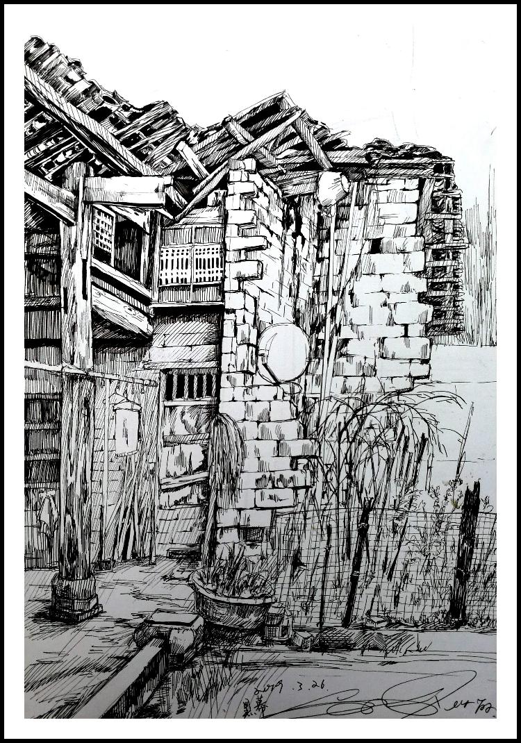 我校高一美术班张谷英村写生作品之一八画室作品集