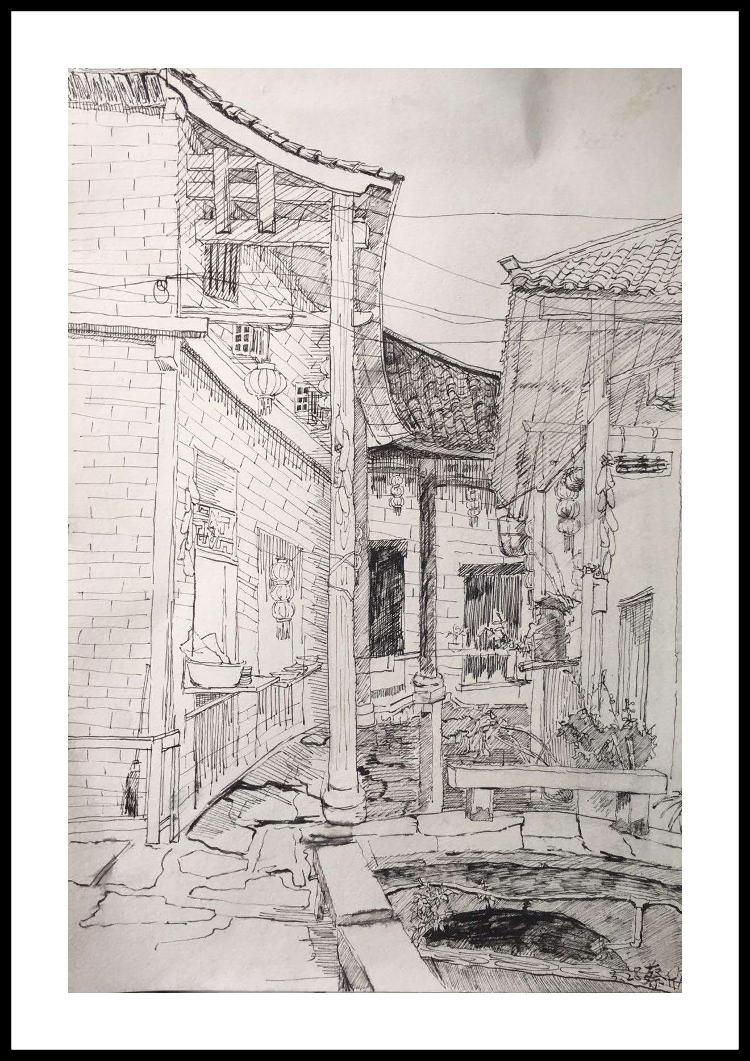 我校高一美术班张谷英村写生作品之一 《九画室作品集》